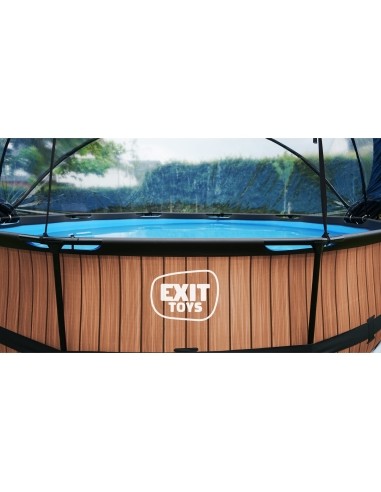 EXIT Wood pool ø360x76cm with dome and filter pump - brown