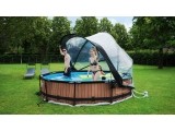 EXIT Wood pool ø360x76cm with dome and filter pump - brown