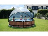 EXIT Wood pool ø360x76cm with dome and filter pump - brown