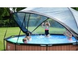 EXIT Wood pool ø360x76cm with dome and filter pump - brown