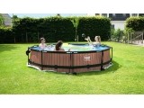 EXIT Wood pool ø360x76cm with dome and filter pump - brown
