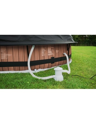 EXIT Wood pool ø360x76cm with dome and filter pump - brown