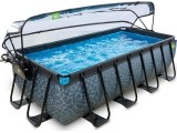 EXIT Stone pool 400x200x100cm with dome and sand filter and heat pump - grey