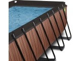 EXIT Wood pool 400x200x100cm with dome and sand filter and heat pump - brown