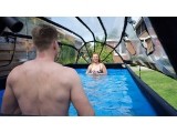 EXIT Wood pool 400x200x100cm with dome and sand filter and heat pump - brown