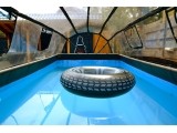 EXIT Wood pool 400x200x100cm with dome and sand filter and heat pump - brown