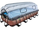 EXIT Wood pool 540x250x100cm with dome and sand filter and heat pump - brown