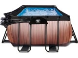 EXIT Wood pool 540x250x100cm with dome and sand filter and heat pump - brown