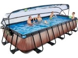 EXIT Wood pool 540x250x100cm with dome and sand filter and heat pump - brown