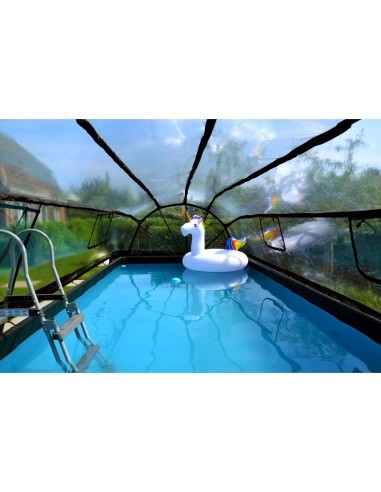 EXIT Wood pool 540x250x100cm with dome and sand filter and heat pump - brown