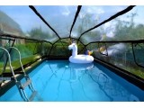 EXIT Wood pool 540x250x100cm with dome and sand filter and heat pump - brown