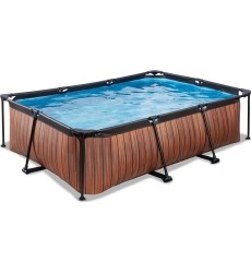 EXIT Wood pool 220x150x65cm with filter pump - brown