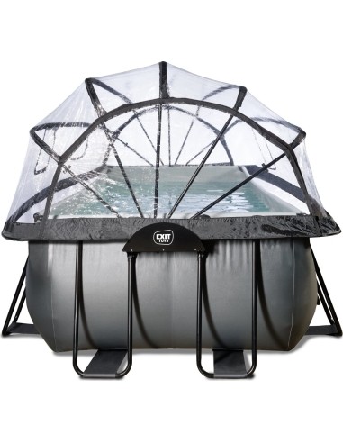 EXIT Black Leather pool 400x200x100cm with sand filter pump and dome and heat pump - black