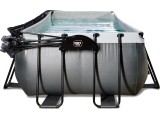 EXIT Black Leather pool 400x200x100cm with sand filter pump and dome and heat pump - black