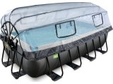 EXIT Black Leather pool 400x200x100cm with sand filter pump and dome - black