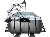 EXIT Black Leather pool 400x200x100cm with sand filter pump and dome - black