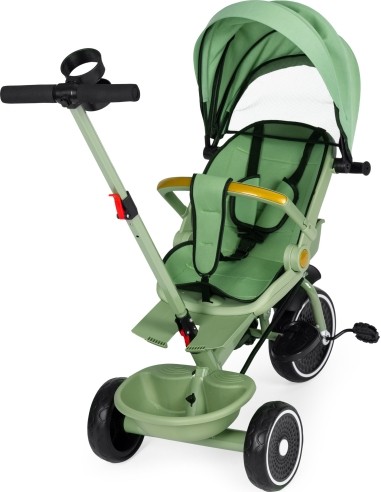 Tricycle stroller tricycle 2-in-1 swivel seat folding canopy green - ECOTOYS