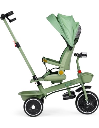 Tricycle stroller tricycle 2-in-1 swivel seat folding canopy green - ECOTOYS