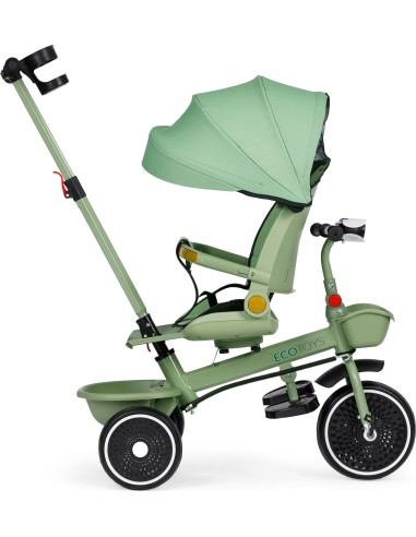 Triratukas 2in1 vežimėlis su pasukama sėdyne ir sulankstomu stogeliu žalias - ECOTOYS