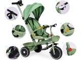 Triratukas 2in1 vežimėlis su pasukama sėdyne ir sulankstomu stogeliu žalias - ECOTOYS