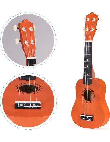 Vaikiškas medinis ukulelė 4 stygų ECOTOYS