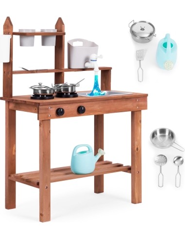 Mud kitchen for children outdoor made of fir wood ECOTOYS