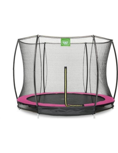 EXIT Silhouette ground trampoline ø244cm with safety net - pink Outdoor Round Coil spring Sunken trampoline