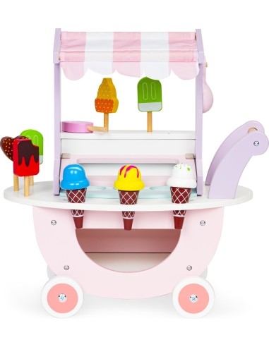 Wooden Cart Ice Cream Shop For Kids Eco Toys, 12 el