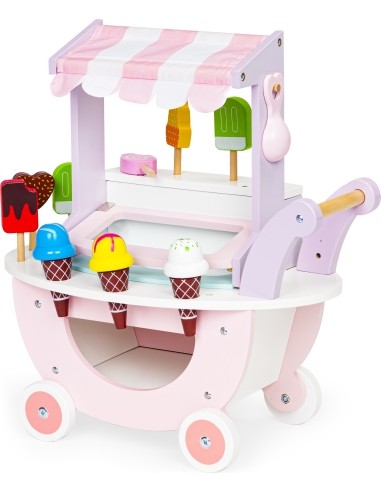 Wooden Cart Ice Cream Shop For Kids Eco Toys, 12 el