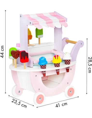 Wooden Cart Ice Cream Shop For Kids Eco Toys, 12 el