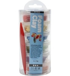 Foam Clay, metallic, 6 bold colours