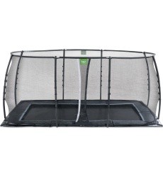 EXIT Dynamic ground level trampoline 275x458cm with safety net - black