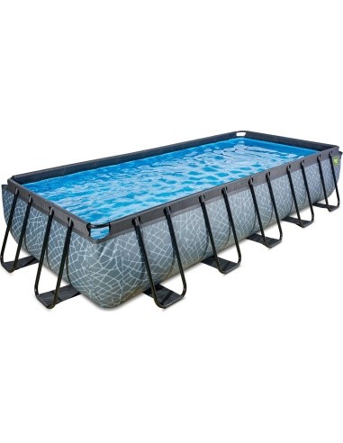 EXIT Stone pool 540x250 cm with sand filter pump - grey Framed pool Rectangular 12600 L