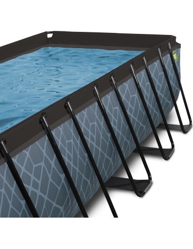 EXIT Stone pool 540x250 cm with sand filter pump - grey Framed pool Rectangular 12600 L