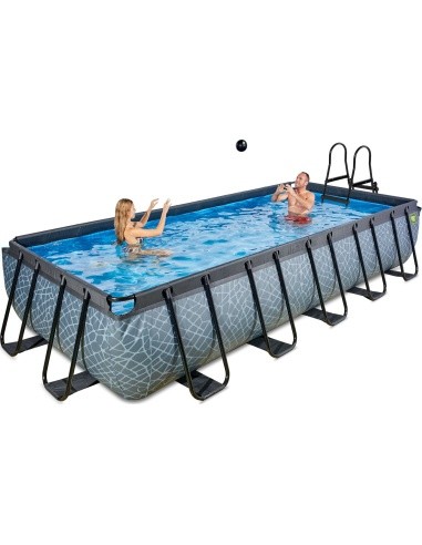 EXIT Stone pool 540x250 cm with sand filter pump - grey Framed pool Rectangular 12600 L