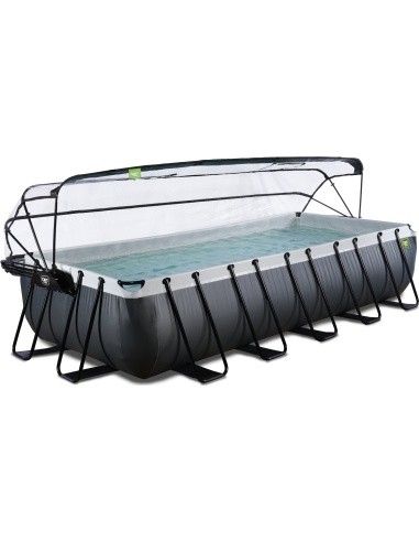 EXIT Black Leather pool 540x250x100cm with sand filter pump and dome and heat pump - black