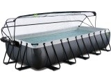 EXIT Black Leather pool 540x250x100cm with sand filter pump and dome and heat pump - black