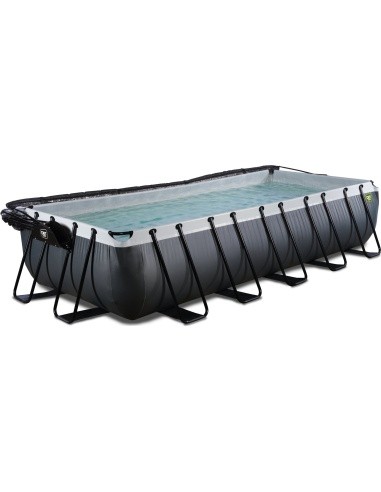 EXIT Black Leather pool 540x250x100cm with sand filter pump and dome and heat pump - black