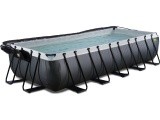 EXIT Black Leather pool 540x250x100cm with sand filter pump and dome and heat pump - black