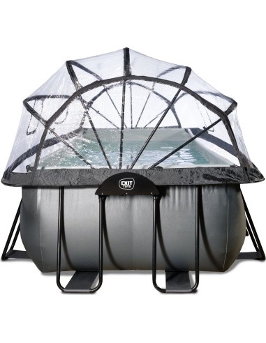 EXIT Black Leather pool 540x250x100cm with sand filter pump and dome and heat pump - black