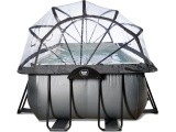 EXIT Black Leather pool 540x250x100cm with sand filter pump and dome and heat pump - black