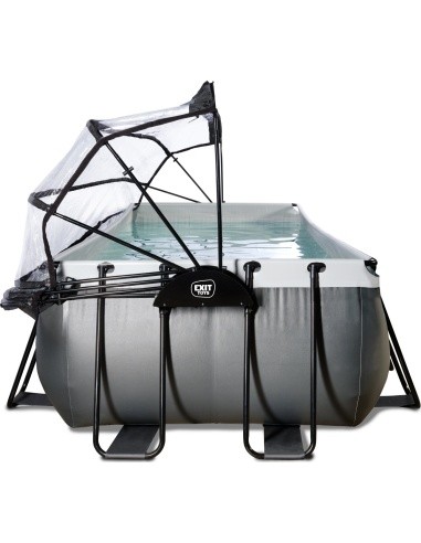 EXIT Black Leather pool 540x250x100cm with sand filter pump and dome and heat pump - black