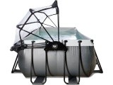 EXIT Black Leather pool 540x250x100cm with sand filter pump and dome and heat pump - black