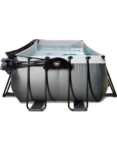 EXIT Black Leather pool 540x250x100cm with sand filter pump and dome and heat pump - black