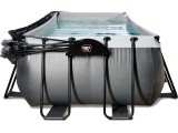 EXIT Black Leather pool 540x250x100cm with sand filter pump and dome and heat pump - black
