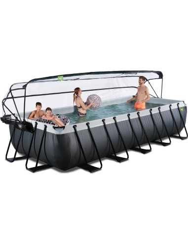 EXIT Black Leather pool 540x250x100cm with sand filter pump and dome and heat pump - black