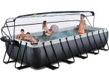 EXIT Black Leather pool 540x250x100cm with sand filter pump and dome and heat pump - black