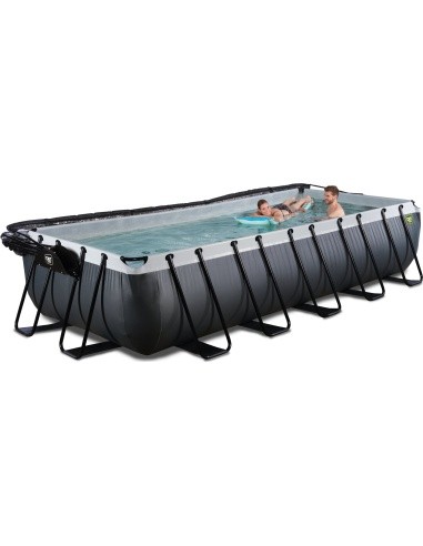 EXIT Black Leather pool 540x250x100cm with sand filter pump and dome and heat pump - black