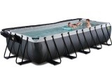 EXIT Black Leather pool 540x250x100cm with sand filter pump and dome and heat pump - black