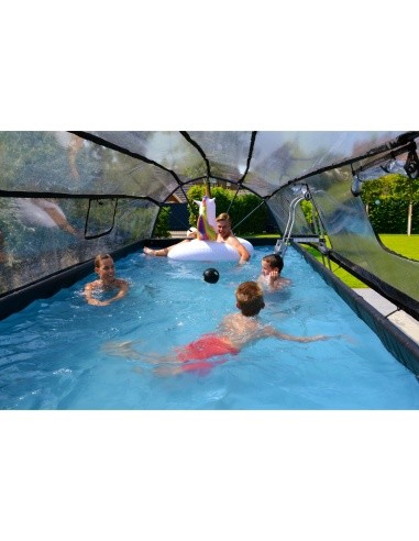 EXIT Black Leather pool 540x250x100cm with sand filter pump and dome and heat pump - black